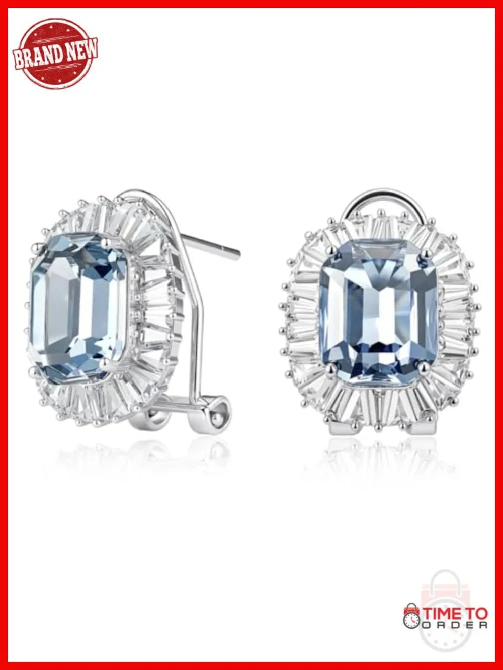 Square Stud Earrings White Gold Plated Hypoallergenic Silver Posts Unique